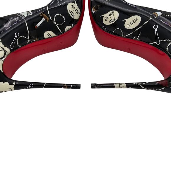 Christian Louboutin Hot Chick 100 Heel Pump Weapons Black Patent Size 40 US 10 - Picture 7 of 11